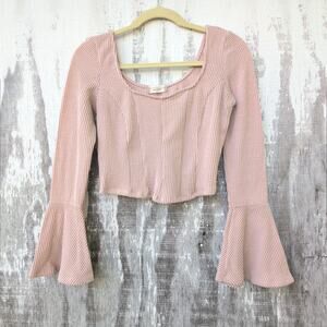 ALTR'D State Crop Corset Style Pullover Womens M Pink Long Sleeves Bell Cuffs